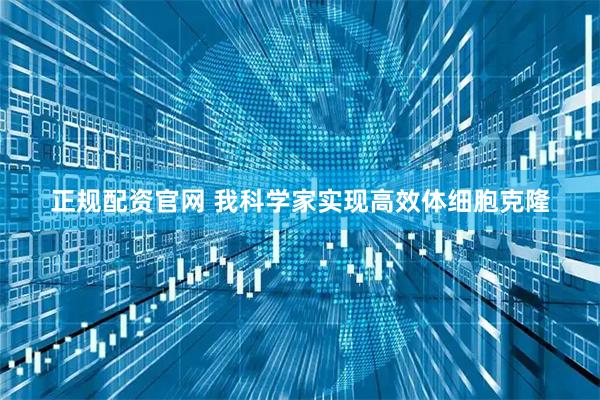 正规配资官网 我科学家实现高效体细胞克隆