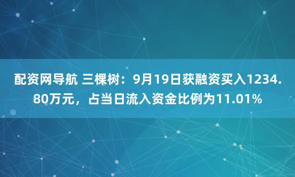 配资网导航 三棵树：9月19日获融资买入1234.80万元，占当日流入资金比例为11.01%